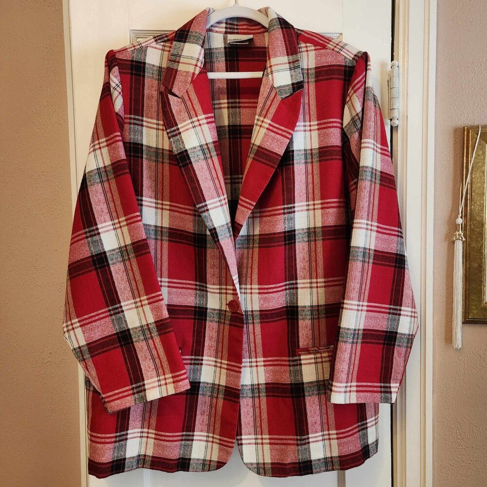 Vintage Red Plaid Blazer